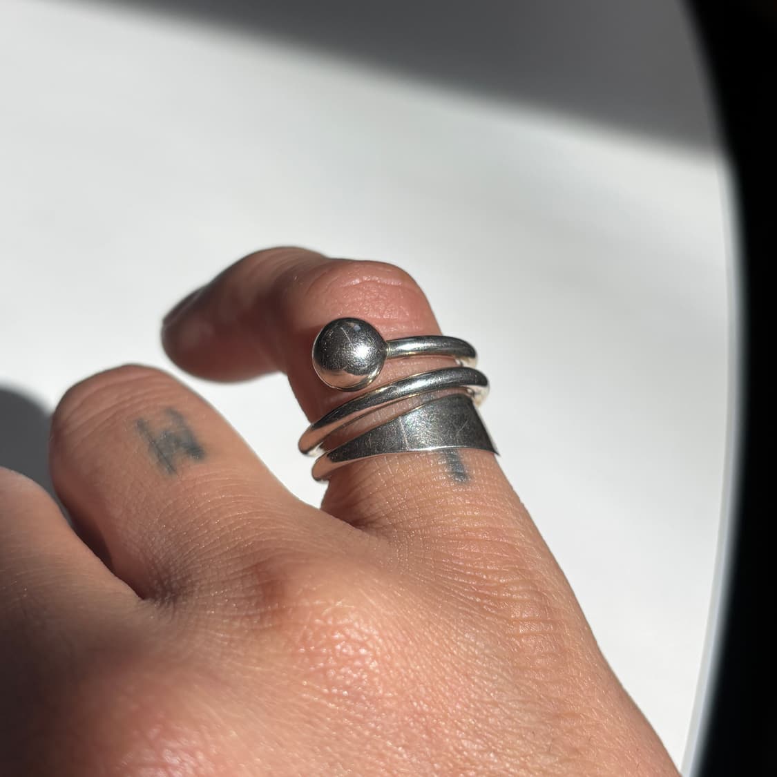 빈티지 멕시코 실버 925 볼 포인트 레이어드 스파이럴 링 상품이미지4