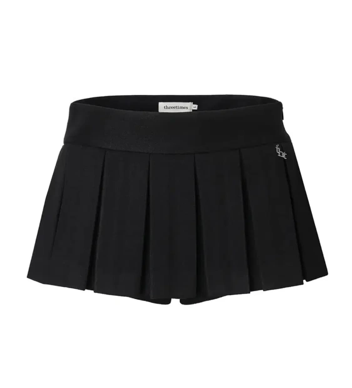 쓰리타임즈 쓰탐 loew pleats skirt 로우 플리츠 스커트 블랙 상품이미지1