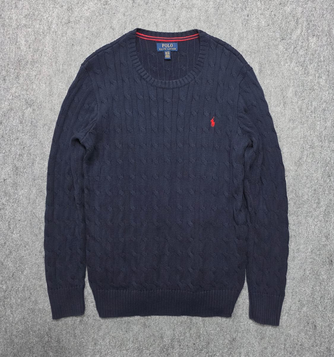 폴로 랄프로렌 케이블 꽈배기 니트 라운드넥 니트 네이비 보이즈 XL 상품이미지1