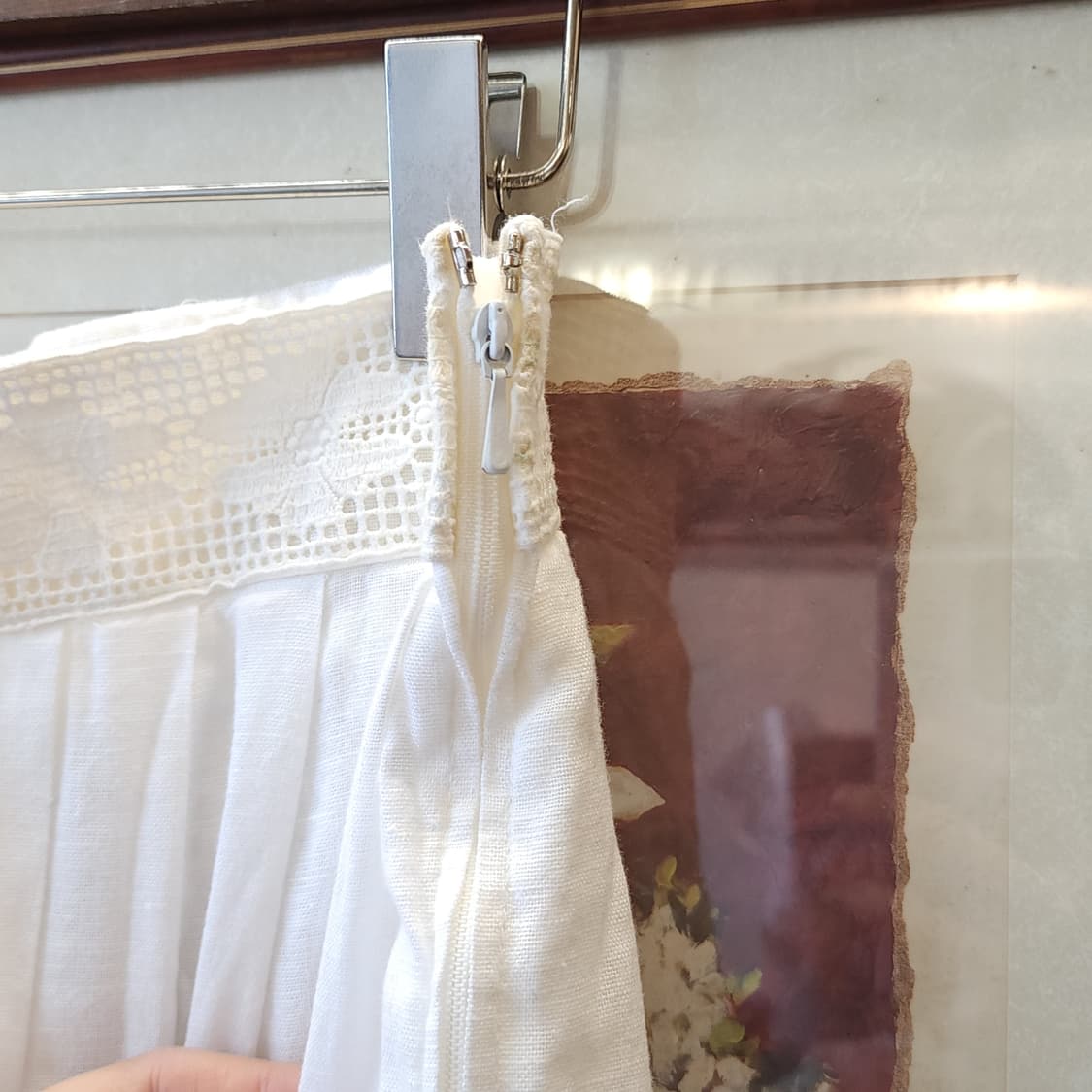 90s 빈티지 스커트 유럽  화이트 스커트 로맨틱 화이트 프릴 상품이미지9