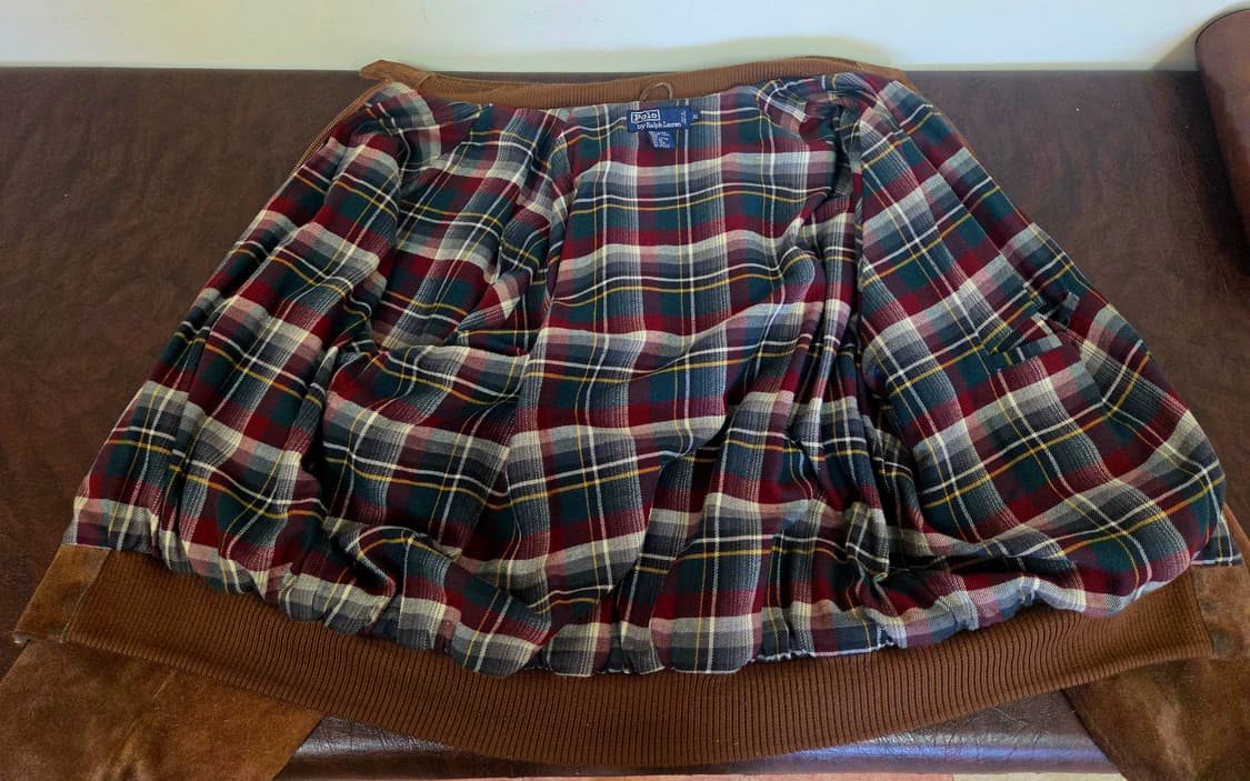 XL) 홍콩메이드 90s 폴로 스웨이드 해링턴 자켓 카멜색 팝니다 상품이미지10