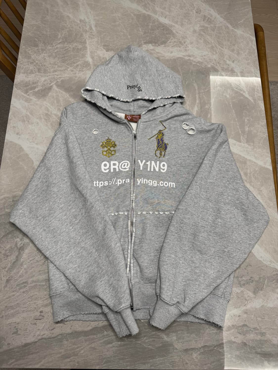 Praying 프레잉 심볼릭 디스트레스드 후드집업 상품이미지1