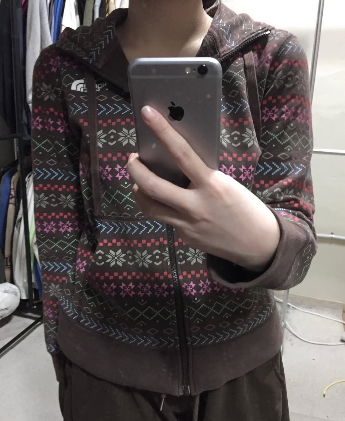 노스페이스 모리 빈티지 브라운 패턴 후드집업 상품이미지1