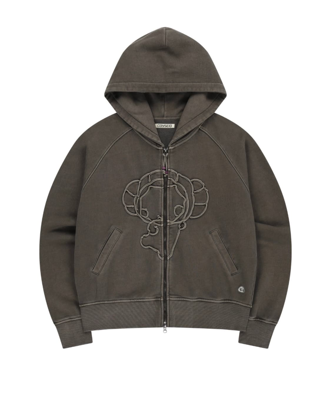 VINTAGE TAPE HOOD ZIP-UP ASH BROWN 상품이미지1