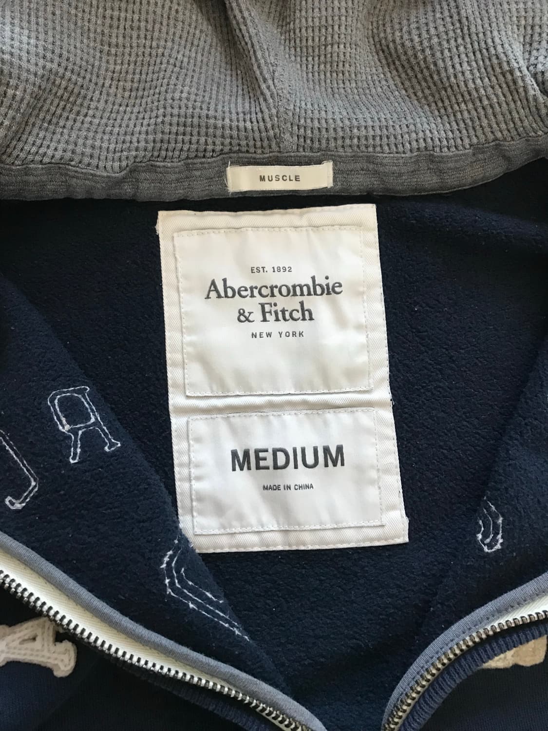 아베크롬비 자수로고 헤비써멀 네이비 후드집업 상품이미지7