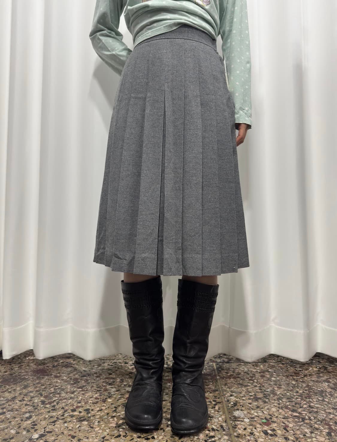 Oxford 그레이 울 플리츠 스커트 상품이미지1