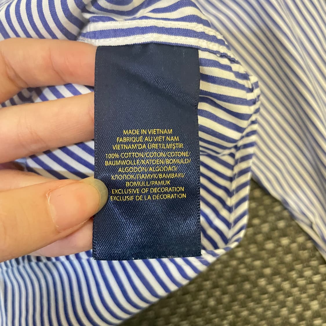 키즈 폴로랄프로렌  블루 스트라이프 로고 자수 셔츠 S 상품이미지5