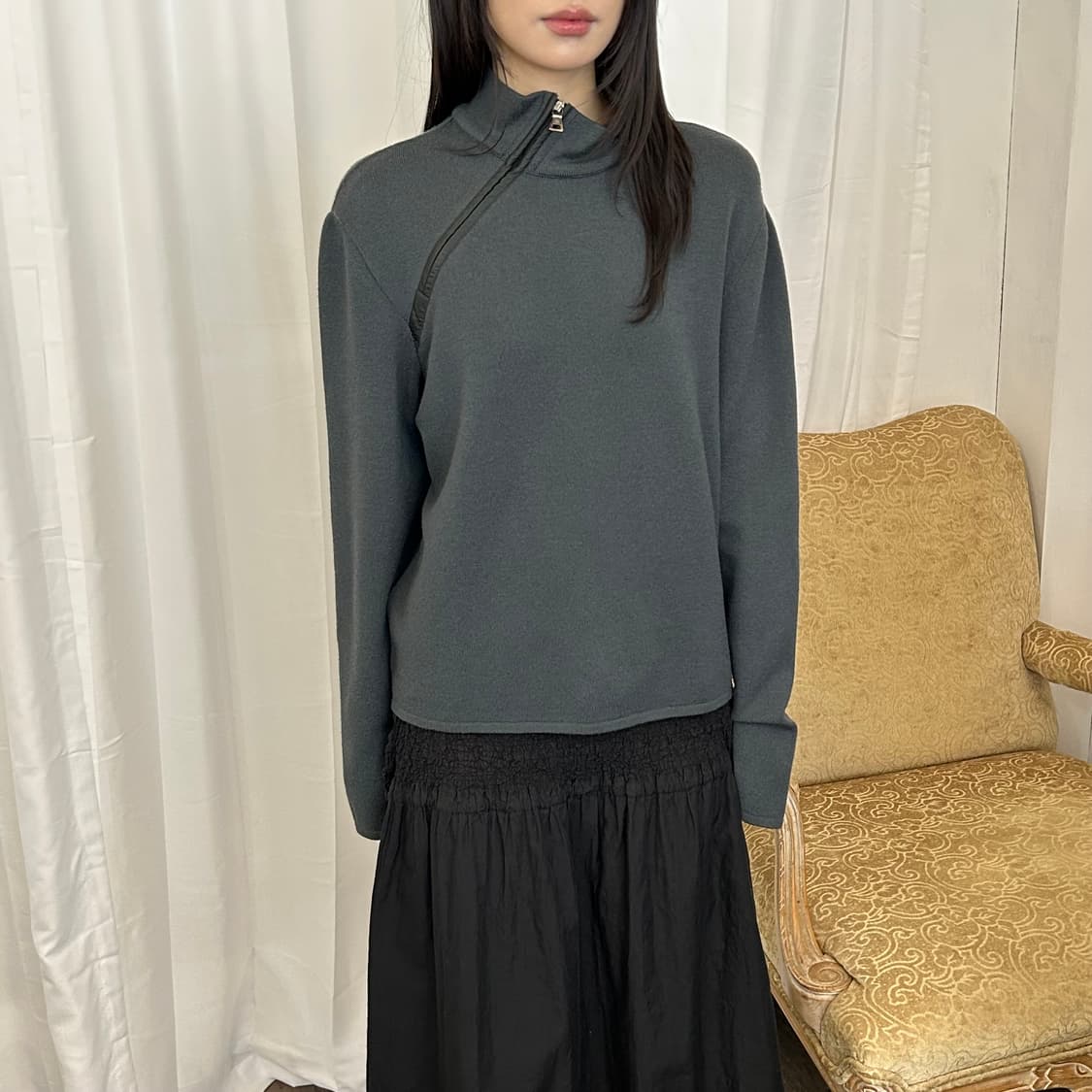 90s 프라다 스포츠 나일론 패치 니트 상품이미지1