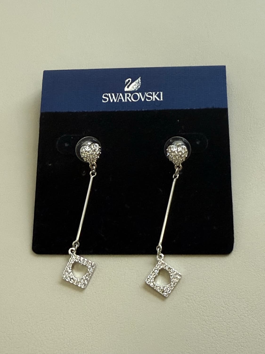 스와로브스키 스퀘어 드롭 이어링 실버 은 금 골드 다이아 스톤헨지 티파니 상품이미지5