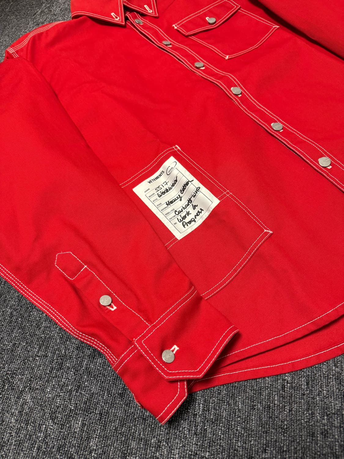 [S] 베트멍 X 칼하트 17SS 워크셔츠 자켓 레드 상품이미지2