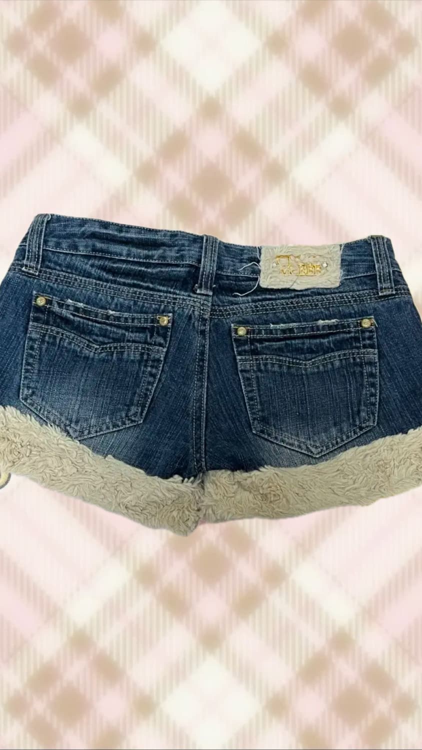 세실맥비 청 데님 퍼 반바지 숏팬츠 퍼바지 갸루 러블리 오네 로걀 펑크 상품이미지2