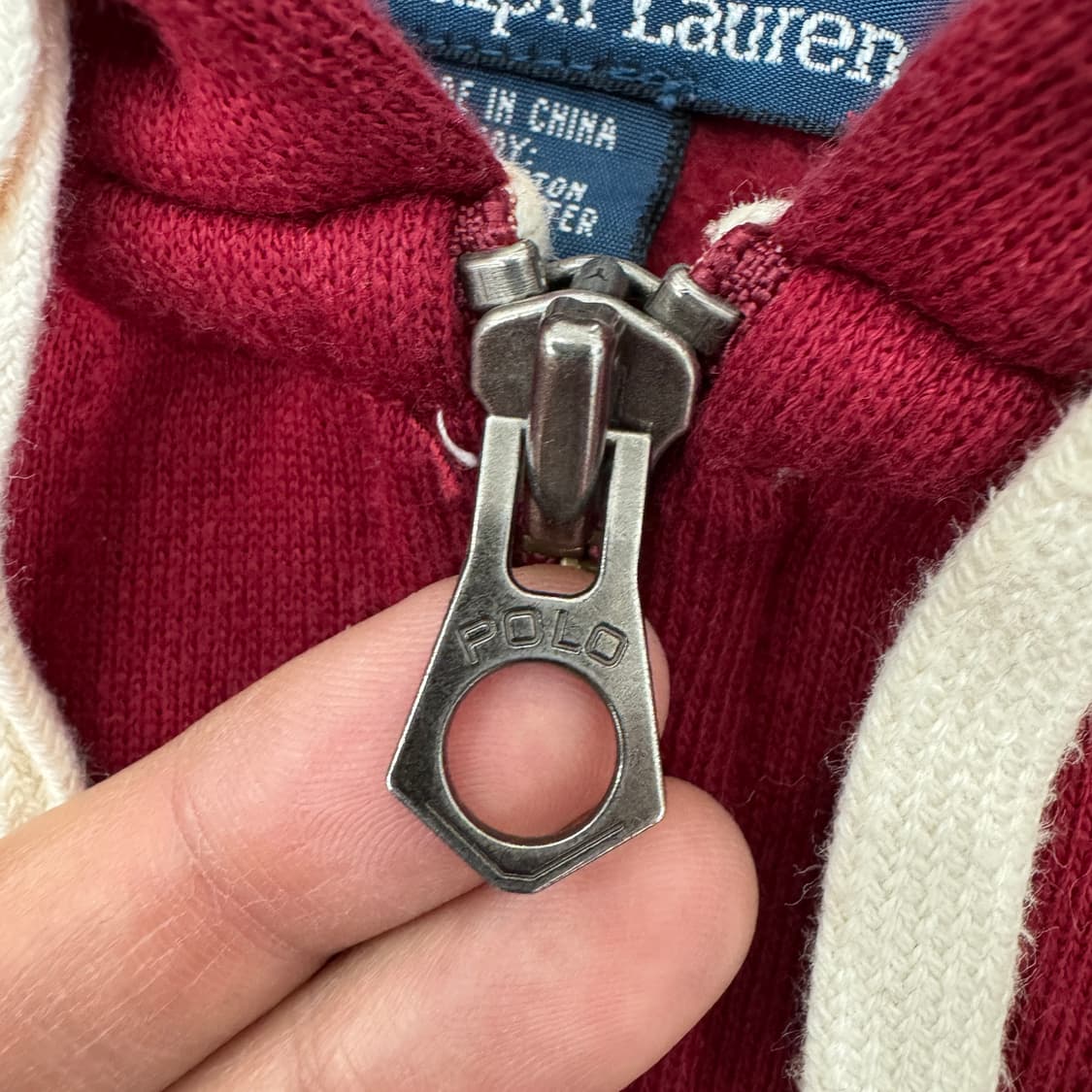 S 폴로 랄프로렌 버건디 해비스웻 후드 집업  상품이미지4