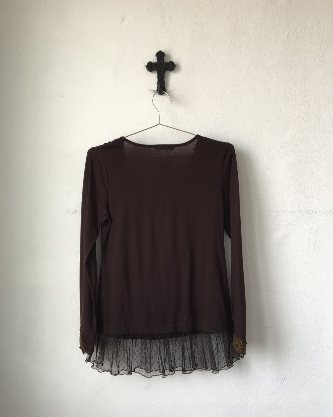 Axes femme lace trimming sleeve 상품이미지3