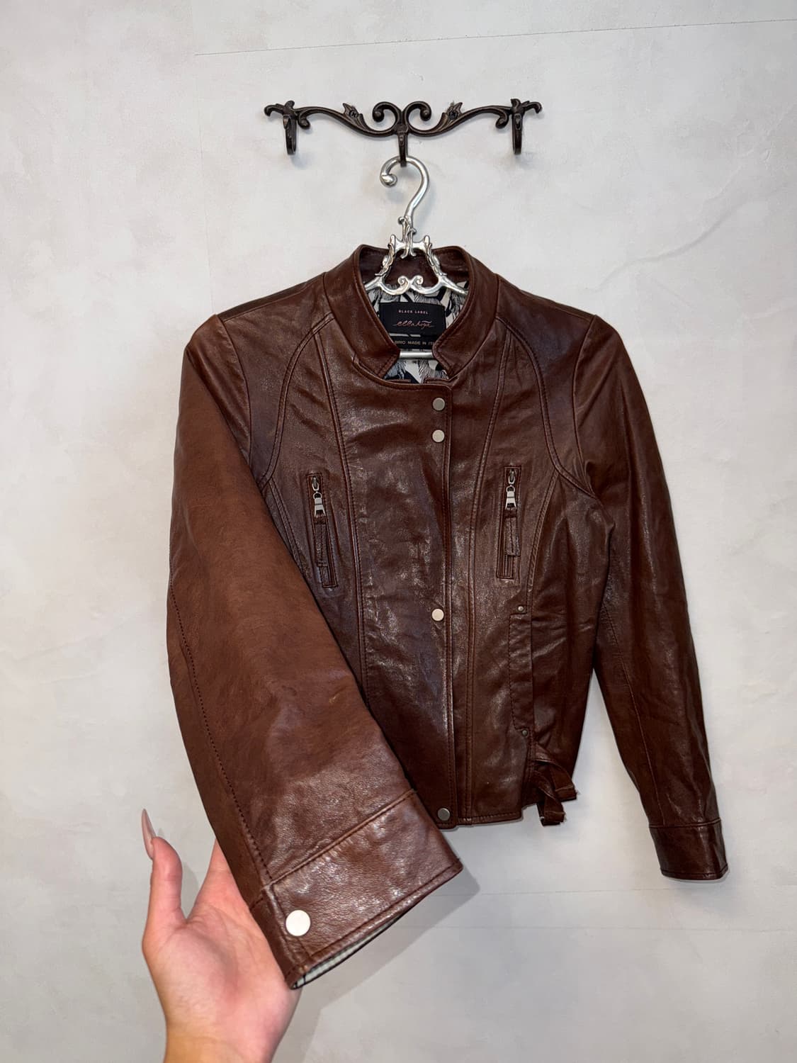 Dark brown lamb skin side buckle jacket  상품이미지2