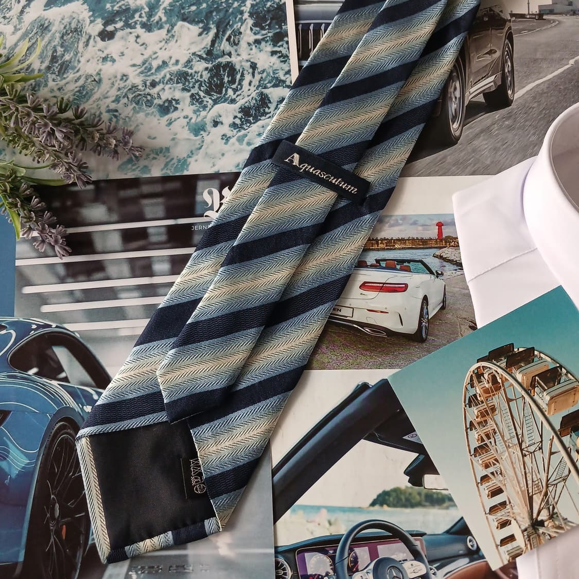 아쿠아스큐텀 실크 스트라이프 넥타이 9.1cm A+등급 A18818
 상품이미지4