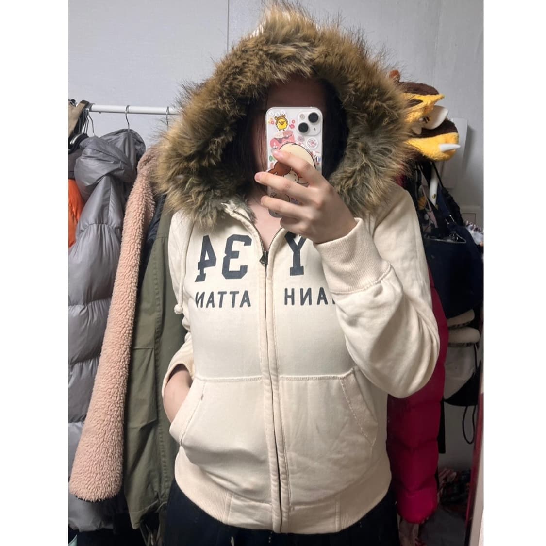 후아유 퍼 후드집업 상품이미지2