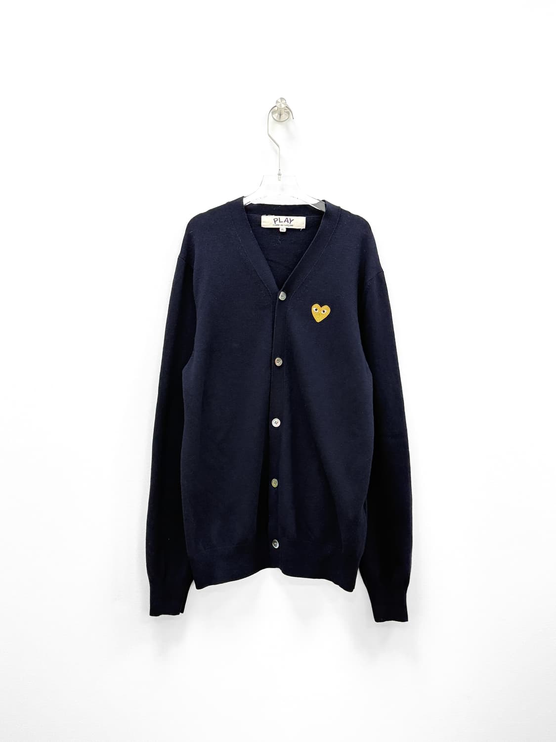 꼼데가르송 플레이 골드 하트 엘보우 패치 울 가디건 상품이미지1