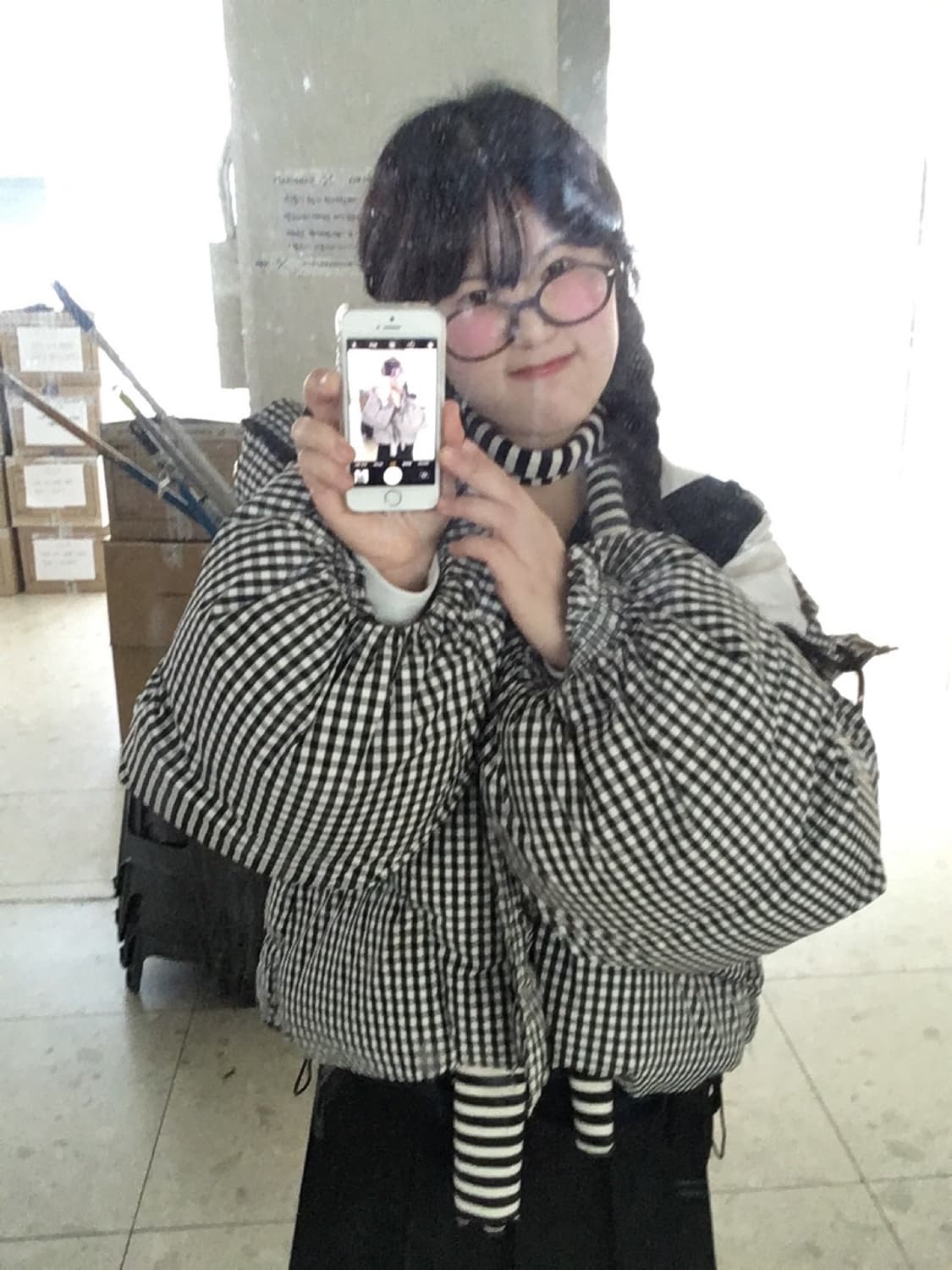 (VIN)빈티지 체크 빵빵 패딩 상품이미지2