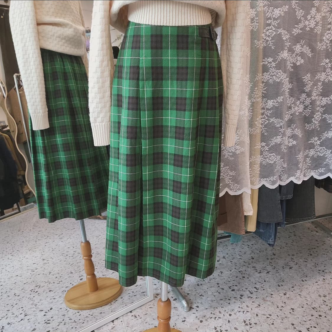 GU 사이드벨트 체크 밴딩스커트 상품이미지8