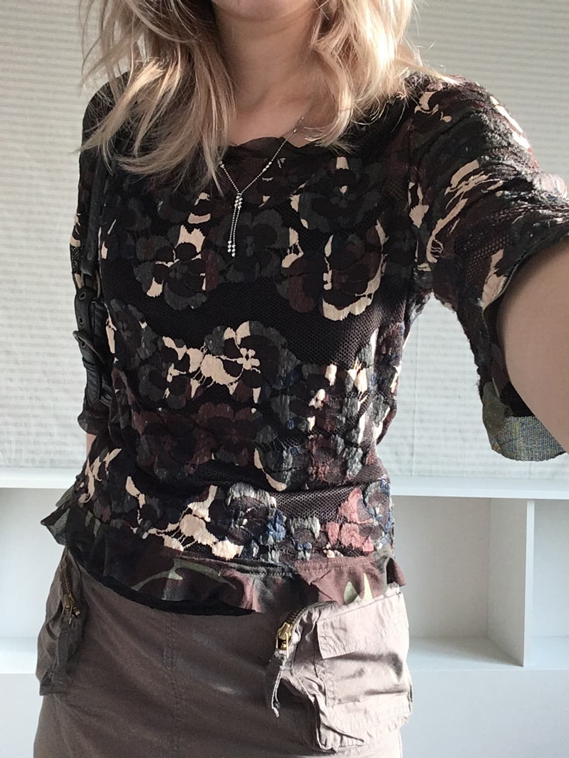 jpn vintage camo flower frill blouse 상품이미지5