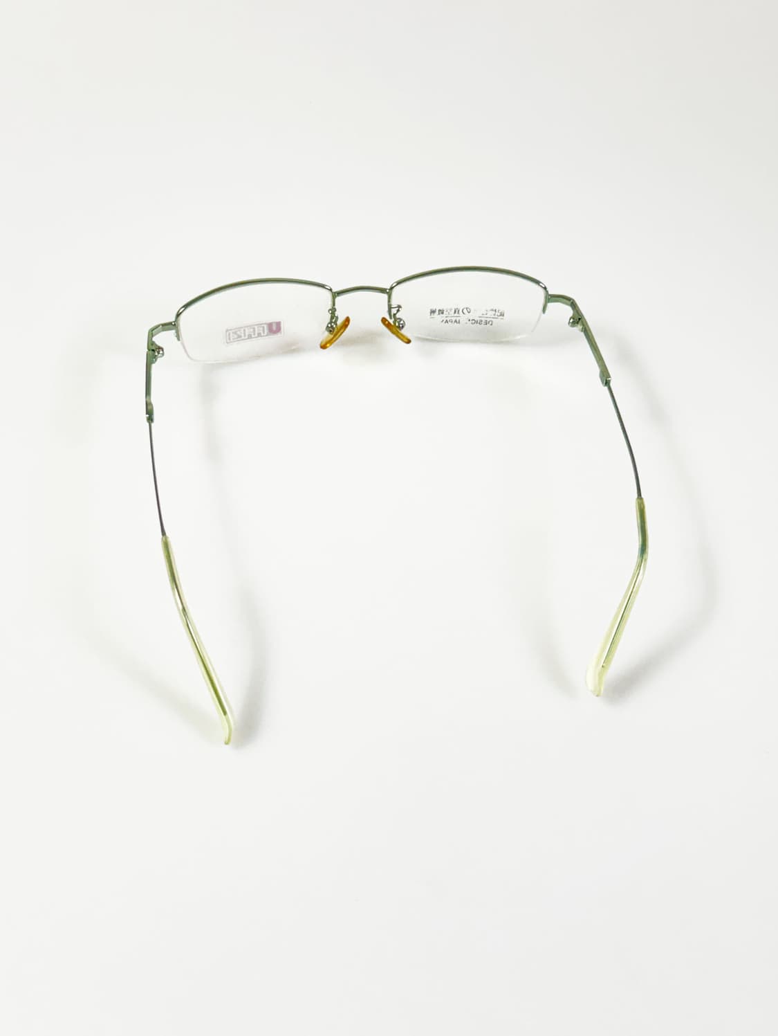 일본제 UFFIZI 반무테 스퀘어 메탈 프레임 빈티지 안경 상품이미지5