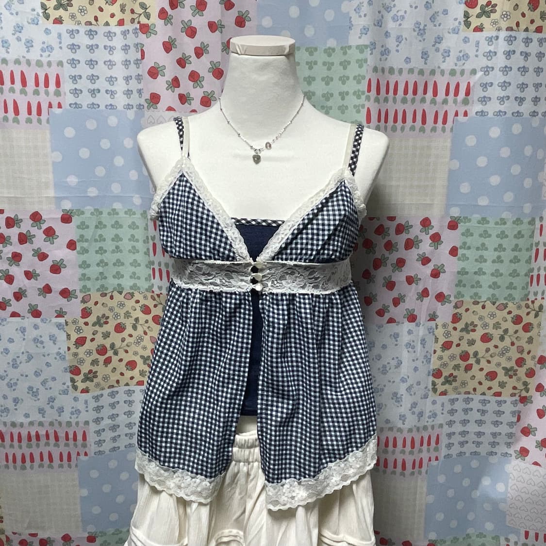 네이비 체크 베스트 + 이너나시 #모리걸 #바선생 상품이미지4