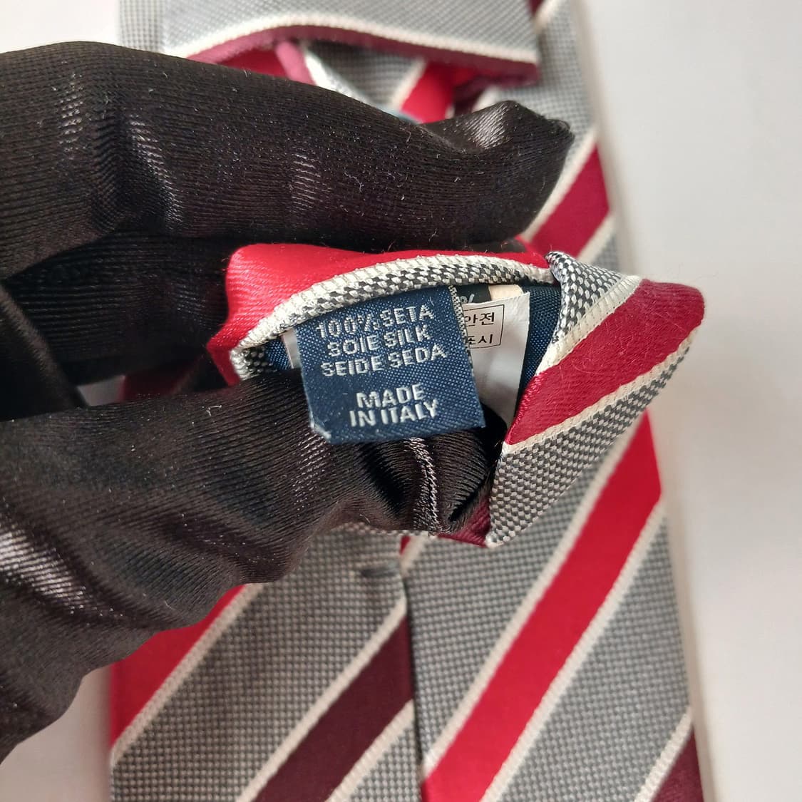 알테아 실크 그레이 스트라이프 넥타이 8.7cm A+등급 G12 상품이미지9