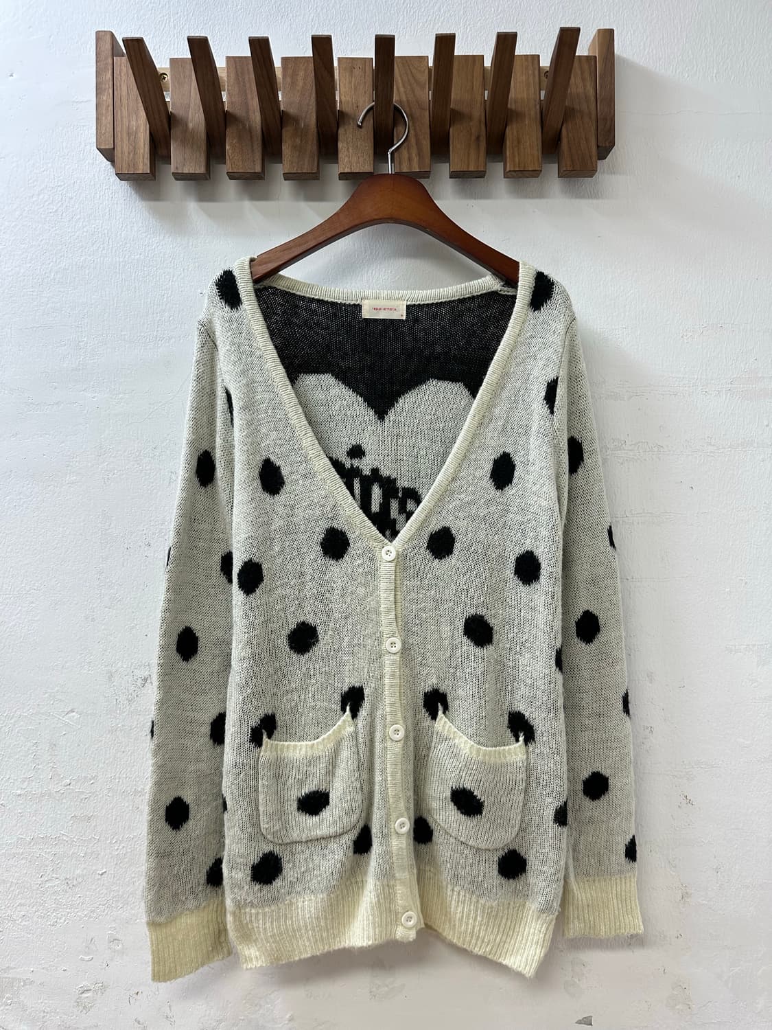 일본빈티지 repipi armario 도트 패턴 V넥 니트 가디건 상품이미지2