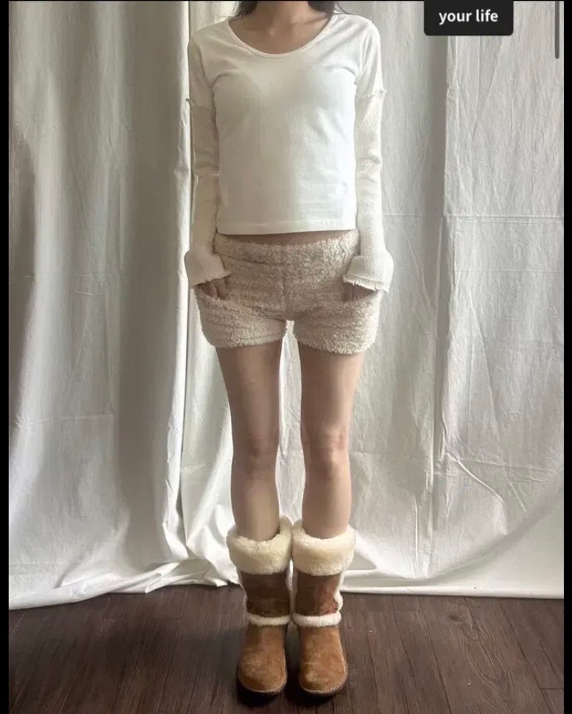 [새상품|택ㅇ] 동은 트리 트라이앵글 플러피 쇼츠 라이트베이지 2 상품이미지3