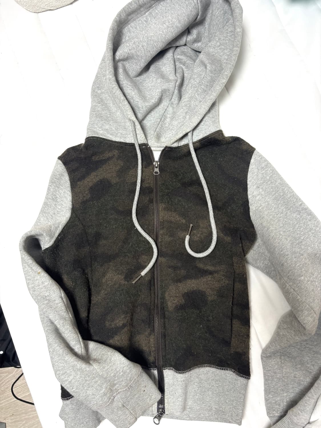 y2k 카모 배색 후드집업 상품이미지1