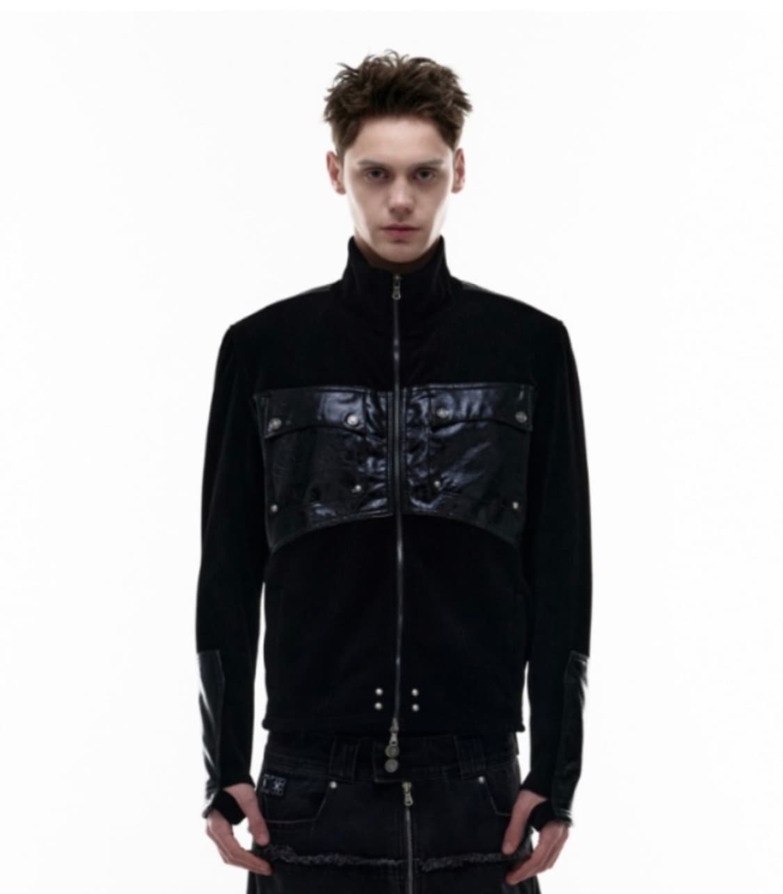 오퍼스 0012 레더 패치 니트 집업 m 상품이미지1