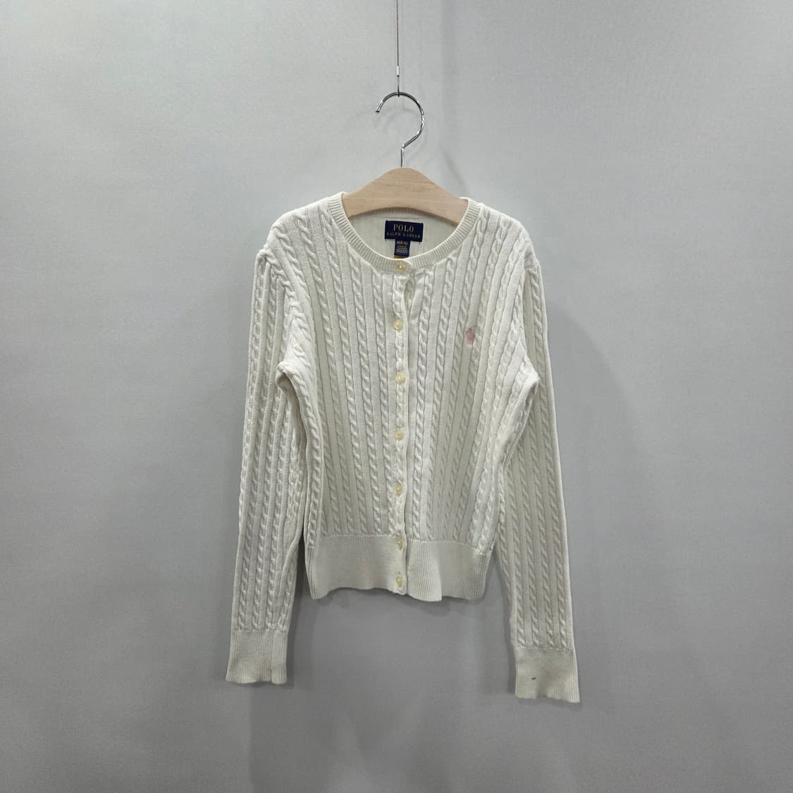 폴로랄프로렌 여아 케이블 니트 가디건 화이트 M/8/10  상품이미지1