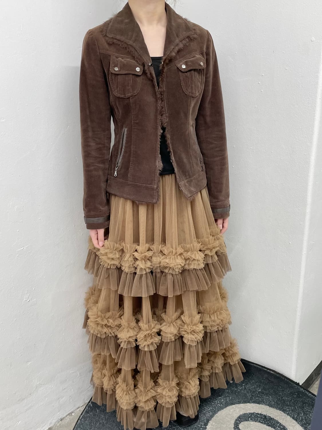 브라운 튜튜 롱 스커트 상품이미지2