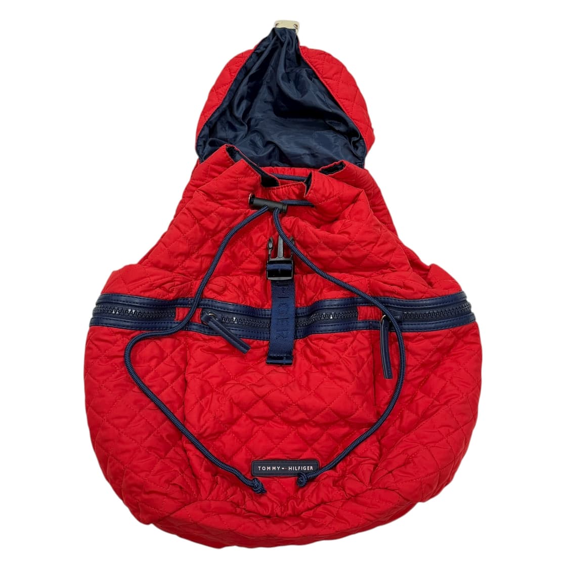 타미힐피거 빈티지 복조리 스트링 퀄팅 포켓 백팩 가방 레드 상품이미지3