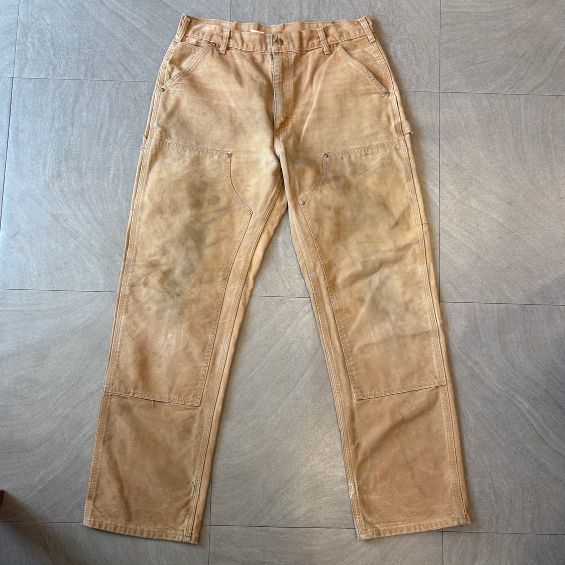 칼하트 미국 생산 브라운 더블니 팬츠 상품이미지1