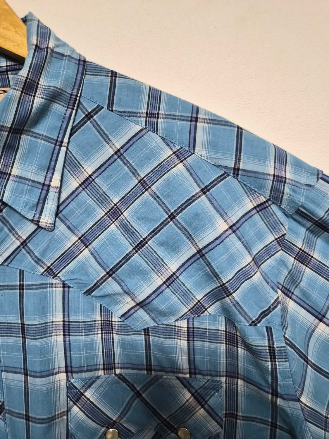 랭글러Wrangler 블루 체크 웨스턴 셔츠 XL - S370 상품이미지3