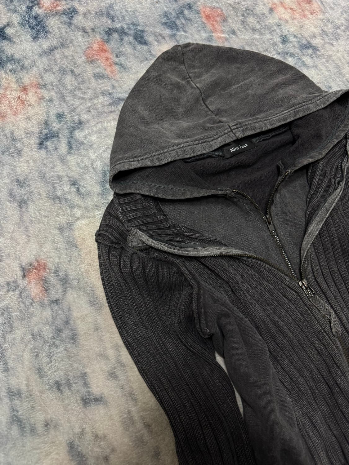 Nini lack layered zipper grunge hoodie 상품이미지3