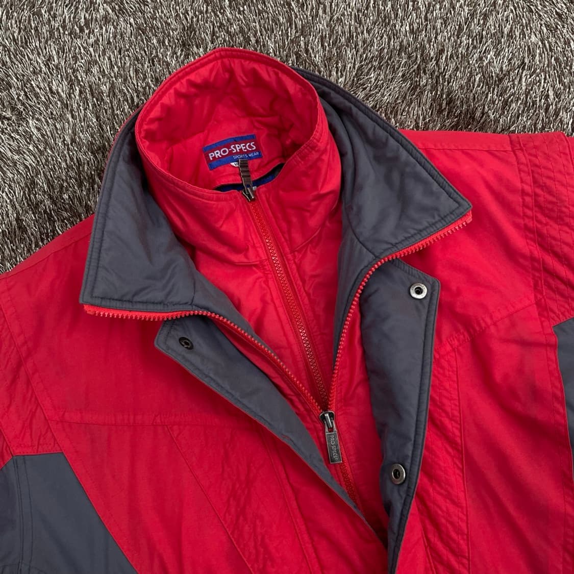 프로스펙스 PRO-SPECS 90s 레드 그레이 올드스쿨 패딩 점퍼 M 상품이미지2
