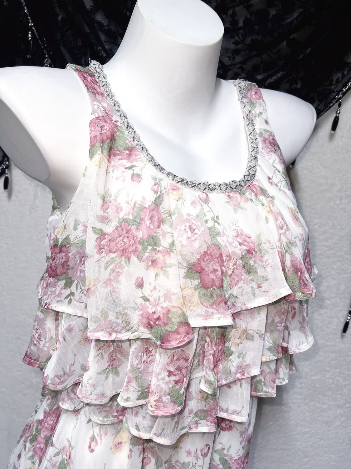 세실맥비 히메카지 플라워 쉬폰 프릴 나시 원피스 페어리 로걀 로맨틱갸루 상품이미지5