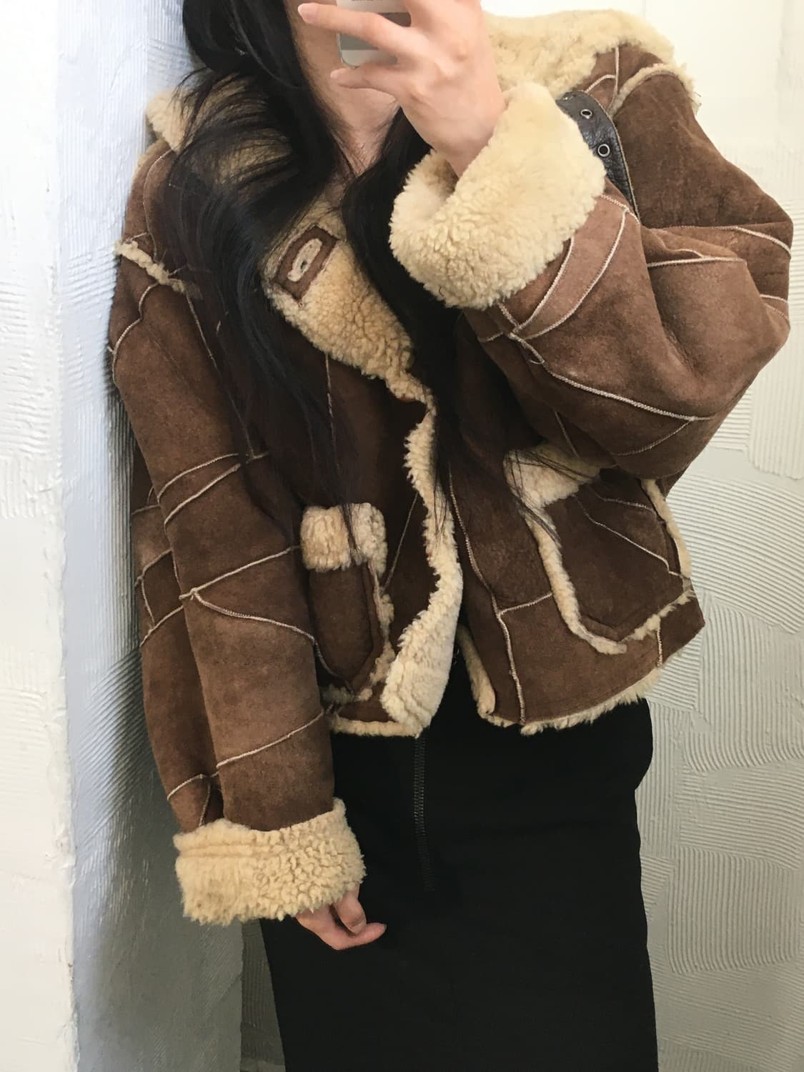 Hysteric Glamour 히스테릭글래머 브라운 패치워크 무스탕 상품이미지2