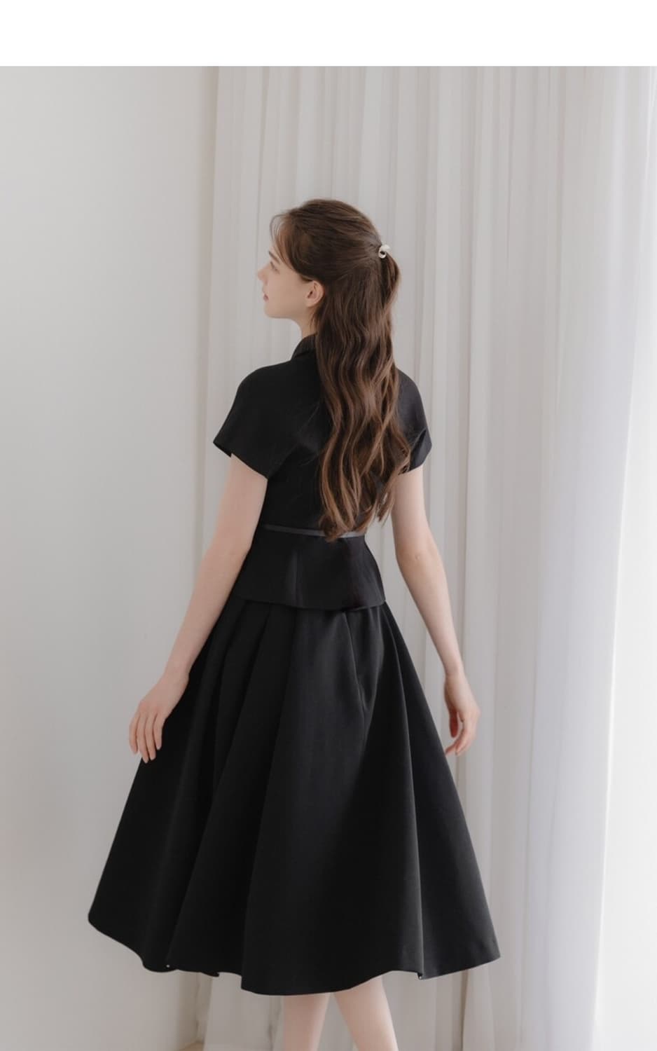 르로망 Cap-sleeve Jacket(벨트 제공) / Black 상품이미지4