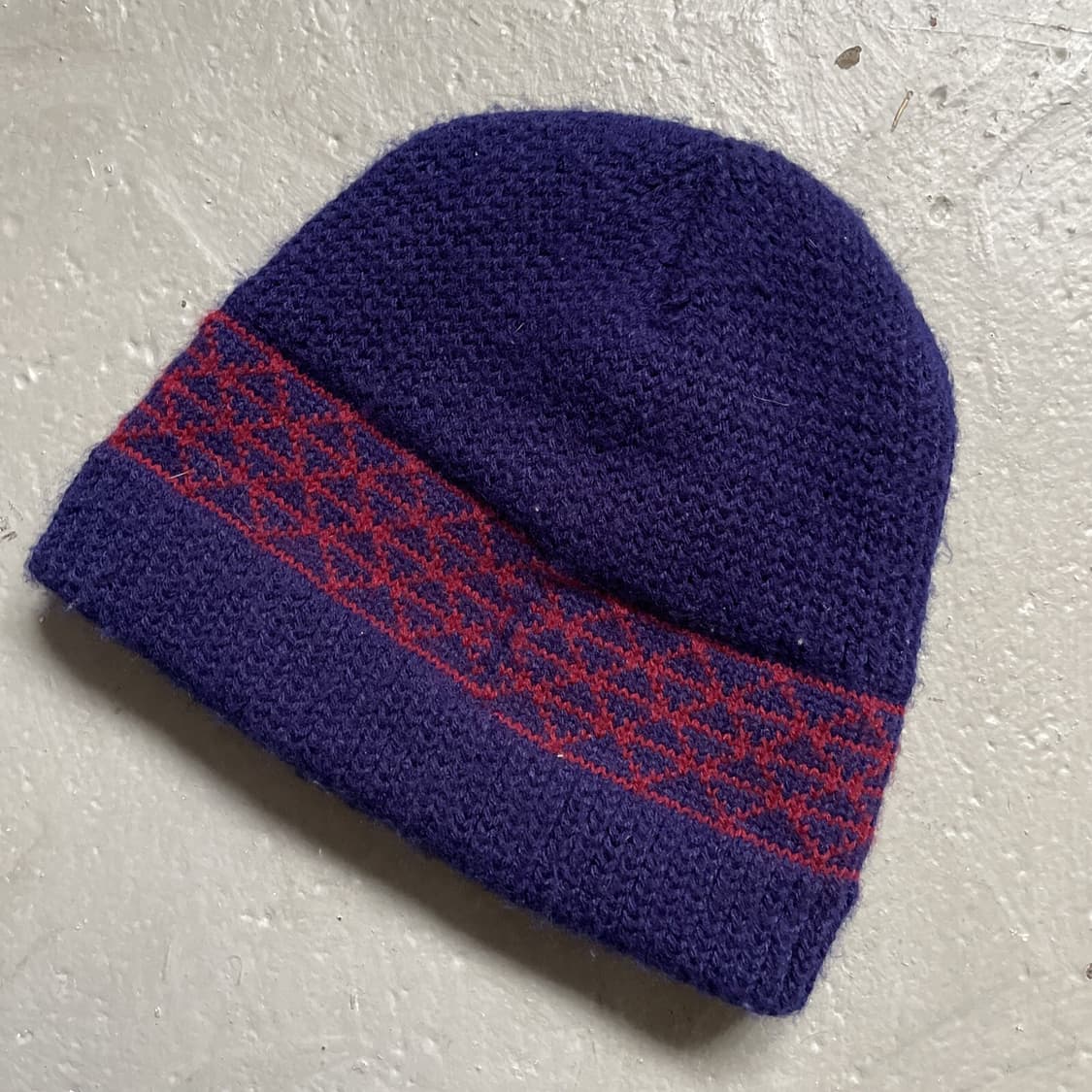 90s 스투시 다이아 패턴 로고 비니 퍼플레드 상품이미지2