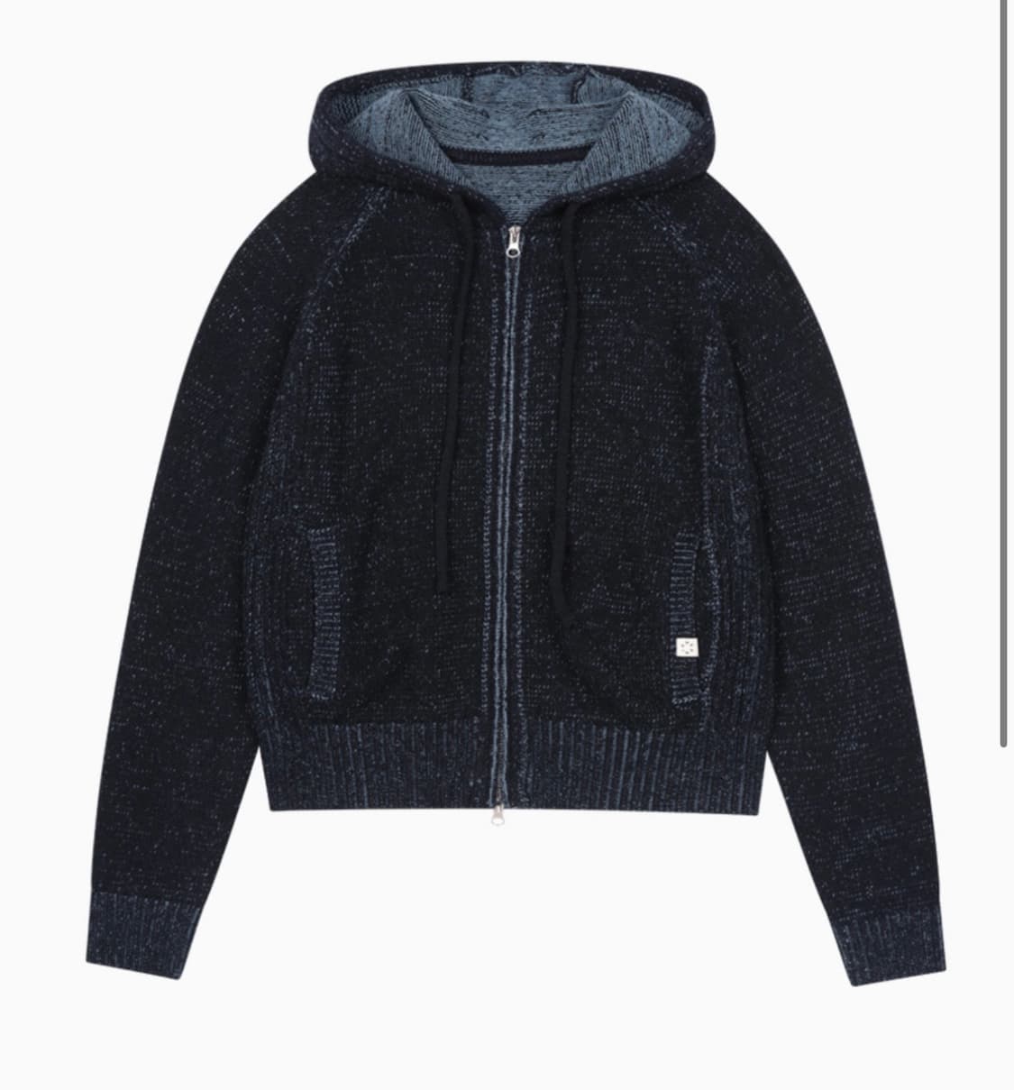 oheshio RIBBED KNIT HOODED ZIP-UP, NAVY 상품이미지1