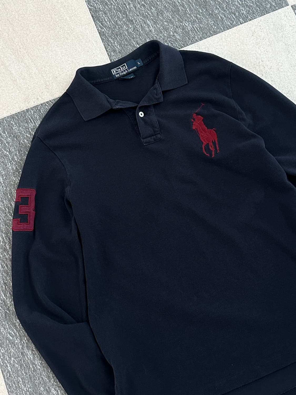 폴로 랄프로렌 네이비/버건디 빅포니 카라 티셔츠  상품이미지3