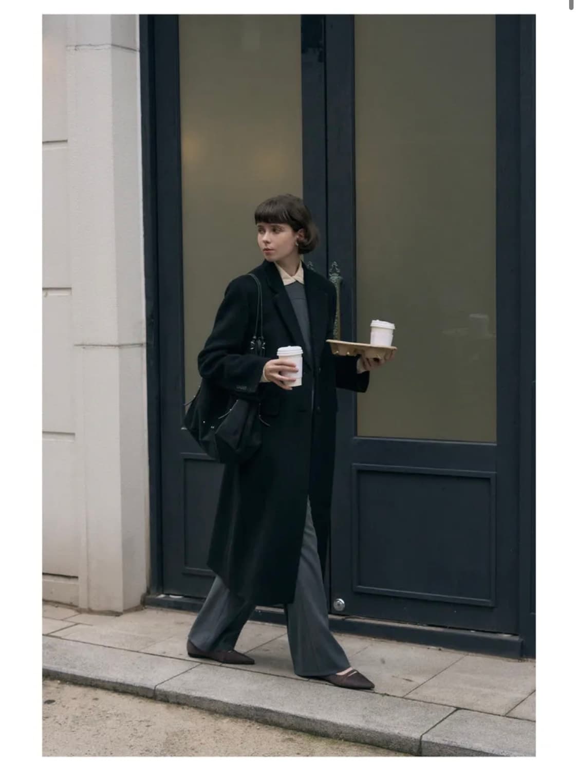 (새상품)(M) 드로우핏 우먼 래빗 앙고라 울 핸드메이드 싱글 롱 코트 상품이미지2