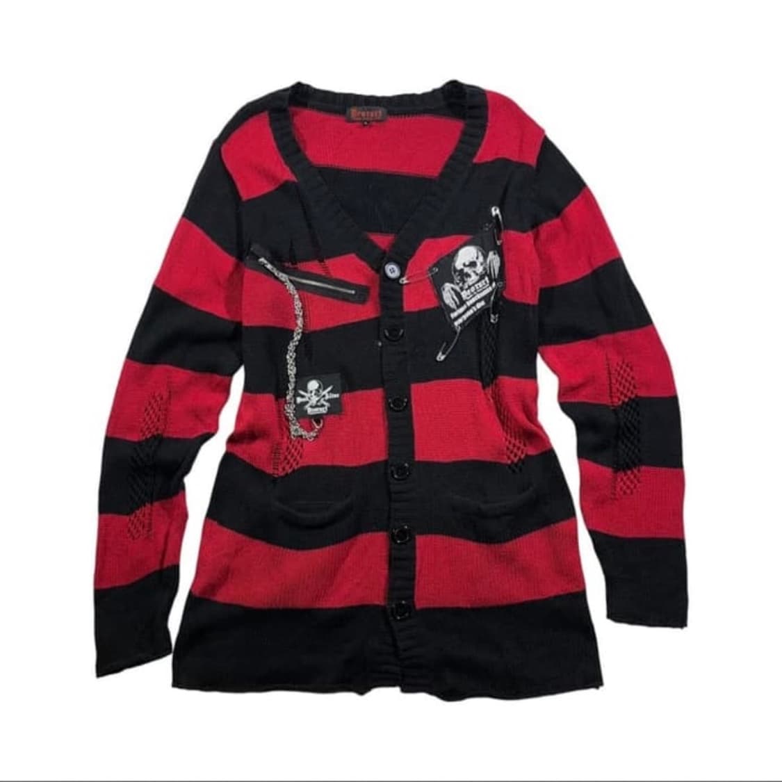 [DEORART] 디오라토 펑크 스트라이프 데미지 가디건 상품이미지2