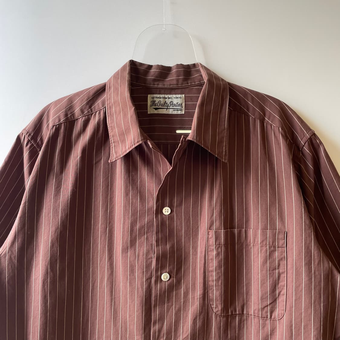 와코마리아 스트라이프 오픈카라 반팔셔츠 상품이미지2