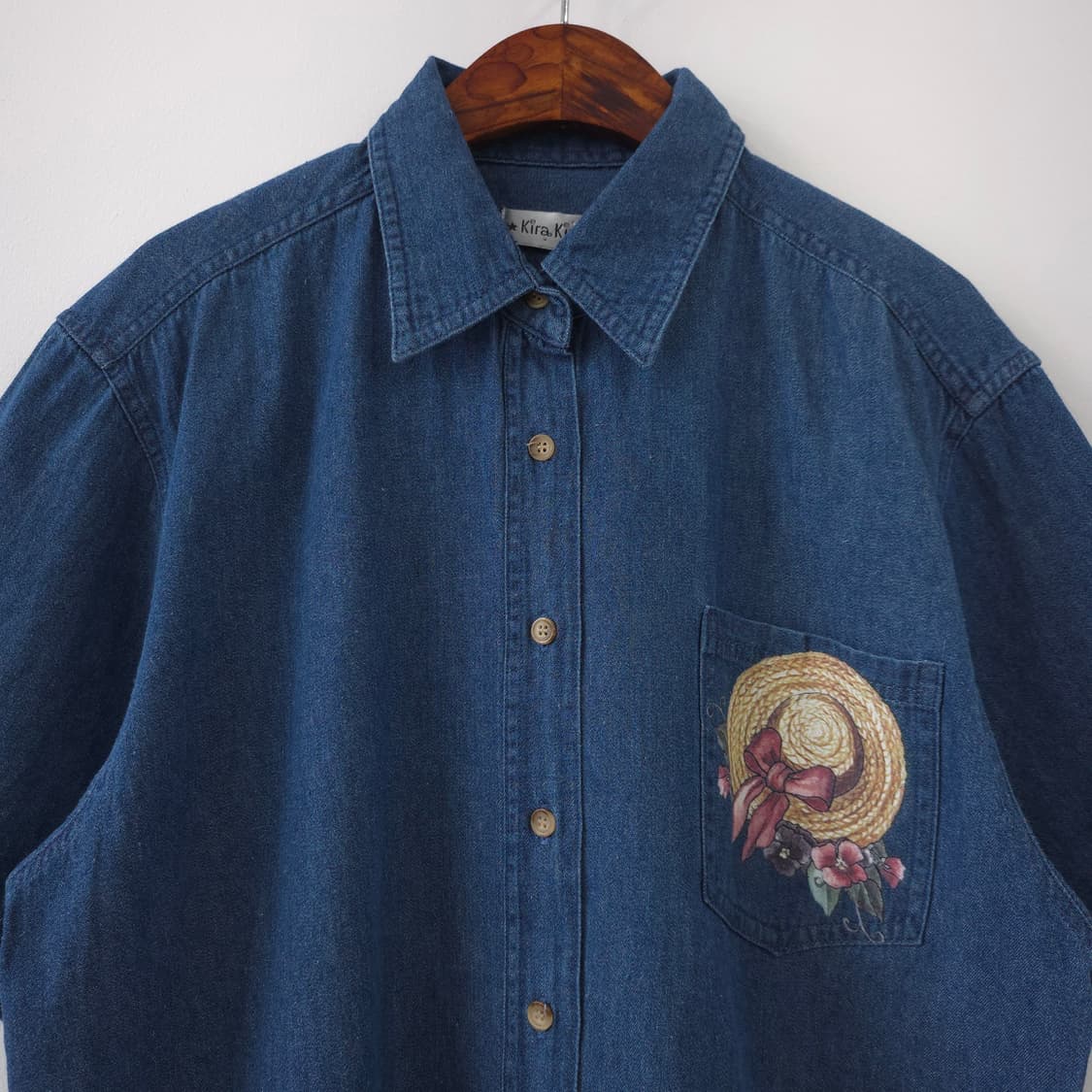 KiraKira 빈티지 데님 반팔 셔츠 상품이미지3