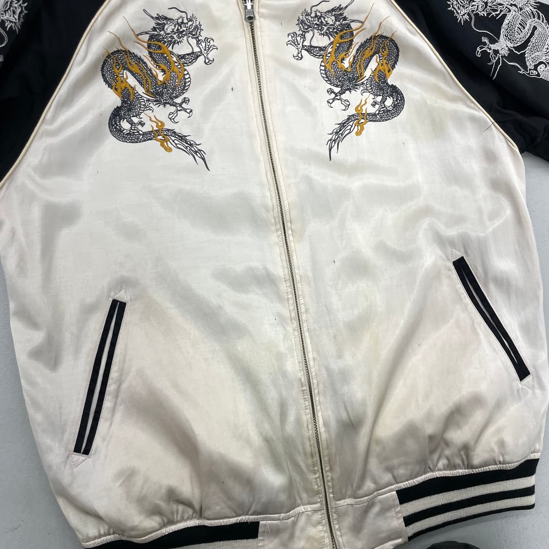 카라쿠리 타마시 드래곤 용 자수 오리엔탈 리버시블 스카쟌 자켓 상품이미지6