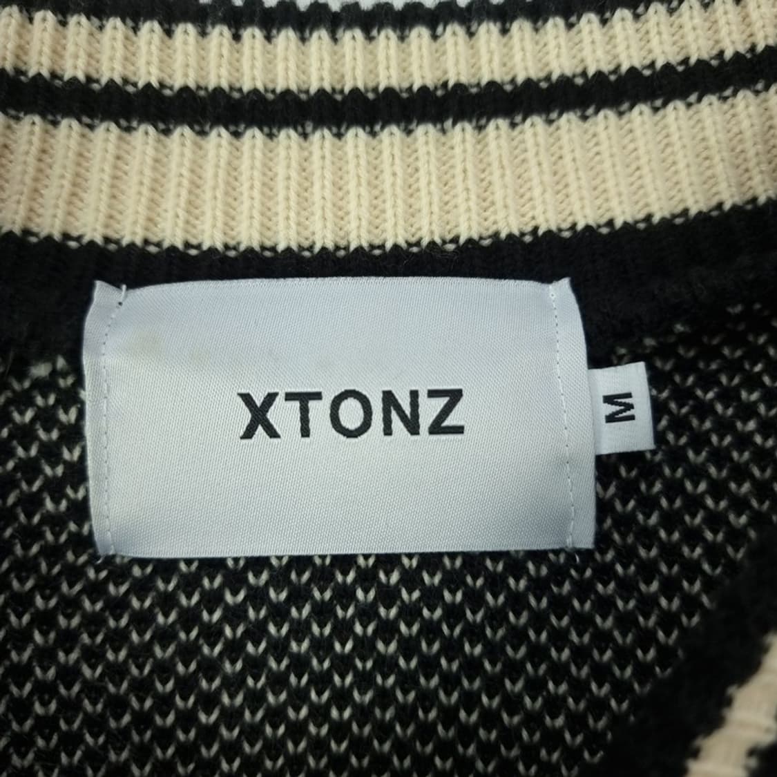 [엑스톤즈] 오버사이즈 니트 바시티 집업 가디건 블랙 M18698 상품이미지8